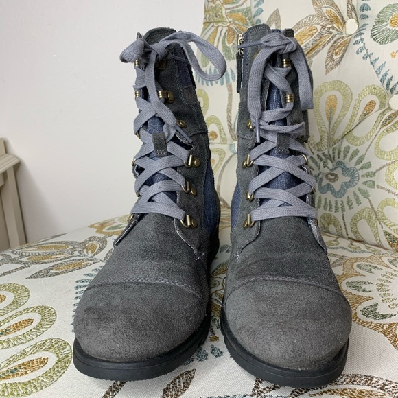 SOREL Carly Womens Denim Combat Boots Sz 9.5 - Picture 2 of 4